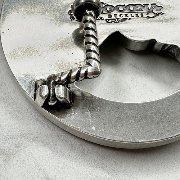 Nocona Rhinestone Horse Horseshoe Western Belt Buckle Silver Tone ✨ - Picture 11 of 16